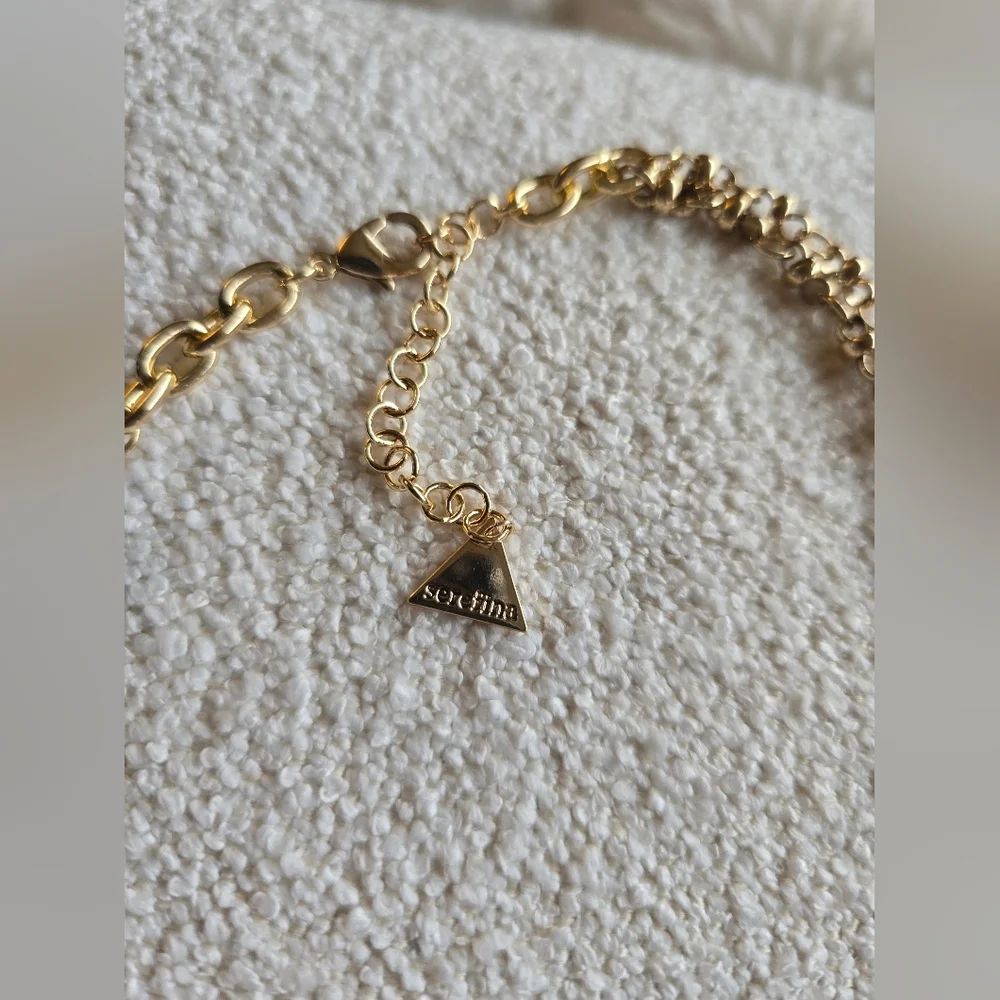 Anthropologie, Half Rock Crystal Chain Necklace, Gold, MSRP $54 - Picture 8 of 8